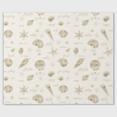 Shells Starfish Sun Fun Text Sandstone ID918 Cadeaupapier (Vlak)