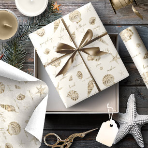 Shells Starfish Sun Fun Text Sandstone ID918 Cadeaupapier