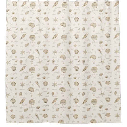 Shells Starfish Sun Fun Text Sandstone ID918 Douchegordijn (Voorkant)
