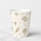 Shells Starfish Sun Fun Text Sandstone ID918 Papieren Bekers (Achterkant)