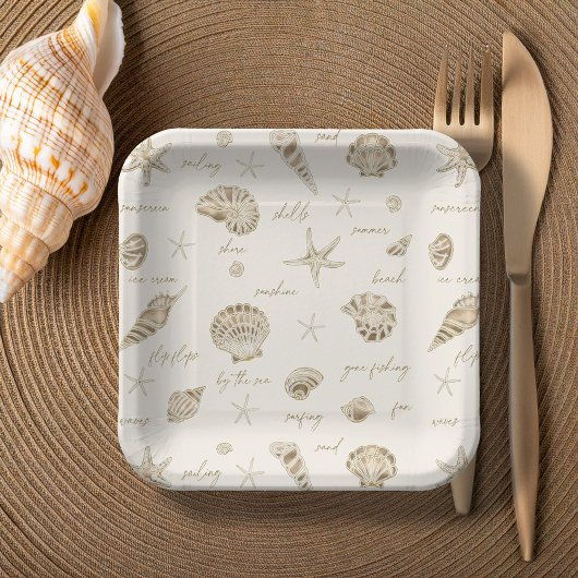 Shells Starfish Sun Fun Text Sandstone ID918 Papieren Bordje