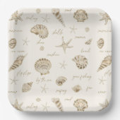Shells Starfish Sun Fun Text Sandstone ID918 Papieren Bordje (Voorkant)