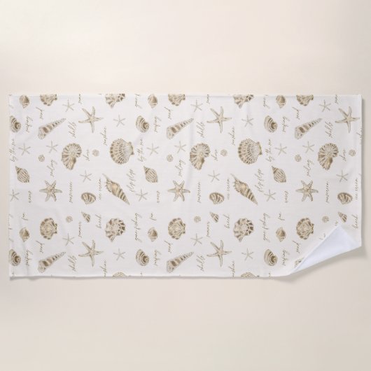 Shells Starfish Sun Fun Text Sandstone ID918 Strandlaken (Voorkant)