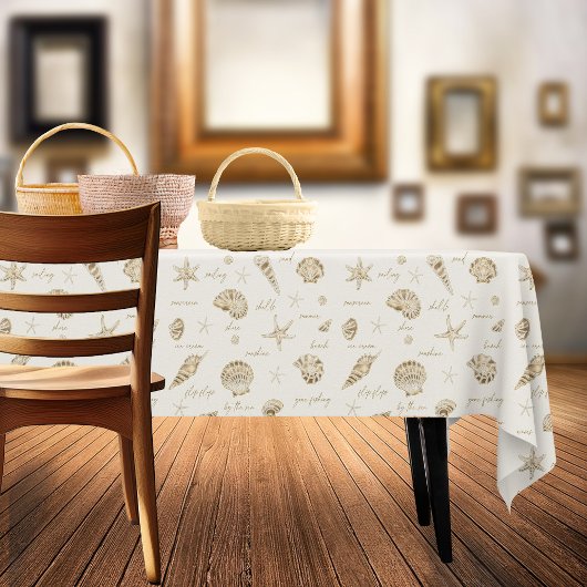 Shells Starfish Sun Fun Text Sandstone ID918 Tafelkleed
