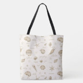 Shells Starfish Sun Fun Text Sandstone ID918 Tote Bag (Achterkant)