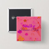 , Shelly, Flower-shop Vierkante Button 5,1 Cm (Voorkant /achterkant)