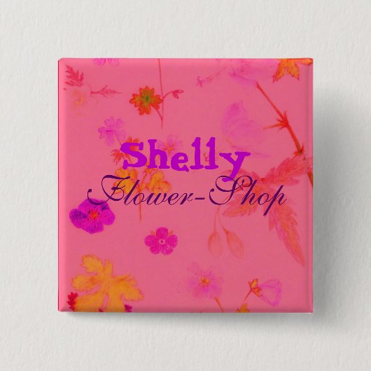 , Shelly, Flower-shop Vierkante Button 5,1 Cm (Voorkant)