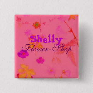 , Shelly, Flower-shop Vierkante Button 5,1 Cm