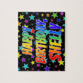 "SHELLY" Voornaam, geun "HAPPY BIRTHDAY" Legpuzzel (Verticaal)