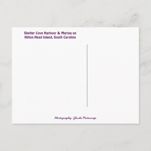 Shelter Cove Harbour en Marina Hilton Head Island Briefkaart (Achterkant)