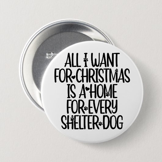Shelter Dog Kerstmis Button (Voorkant /achterkant)