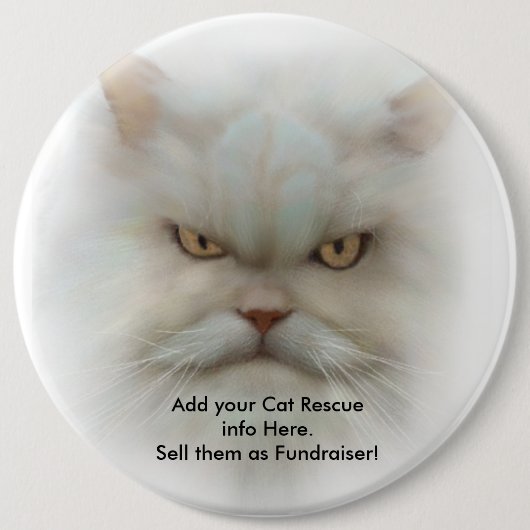 SHELTER FUNDRAISER KOLOSSALE 6 inch Cat Button Pin (Voorkant)