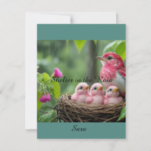 Shelter in the Rain – Een Roos-Breasted Grosbeak’s RSVP Kaartje