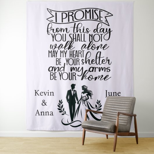 Shelter in Your Arms Wedding Backdrop Wandkleed (In situ)