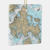 Shelter Island NY Nautische Grafiek Kerstmis Keramisch Ornament (Rechts)