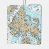 Shelter Island NY Nautische Grafiek Kerstmis Keramisch Ornament (Links)