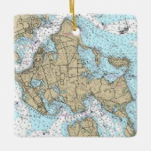 Shelter Island NY Nautische Grafiek Kerstmis Keramisch Ornament (Voorkant)