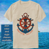 Shelter Island, NY Ship's Wheel en Anchor T-shirt