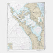 Shelter Island Sound en Peconic Bays Grafiek Fleece Deken (Voorkant)