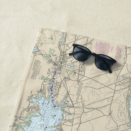 Shelter Island Sound en Peconic Bays Grafiek Strandlaken (In situ)