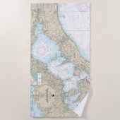 Shelter Island Sound en Peconic Bays Grafiek Strandlaken (Voorkant)