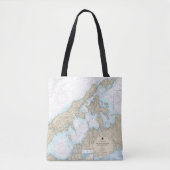 Shelter Island Sound en Peconic Bays Grafiek Tote Bag (Voorkant)