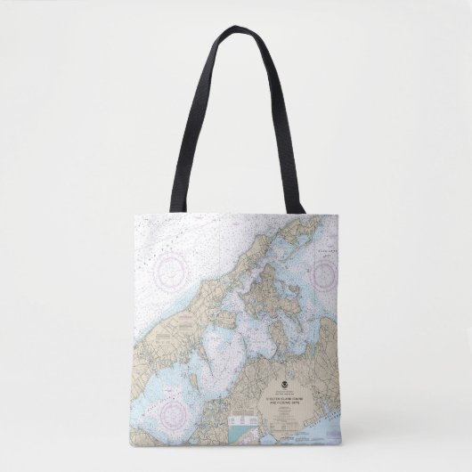 Shelter Island Sound en Peconic Bays Grafiek Tote Bag (Voorkant)