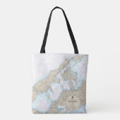 Shelter Island Sound en Peconic Bays Grafiek Tote Bag (Achterkant)