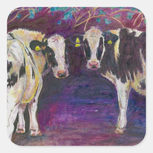 Sheltering cows 2011 vierkante sticker (Voorkant)