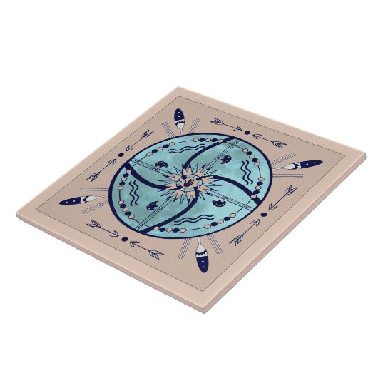 Sheltering Moon Mandala Native Symbols Tile Tegeltje (Zijkant)