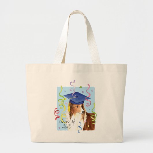 Sheltie Afstuderen Grote Tote Bag (Voorkant)