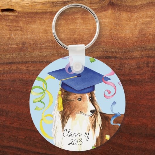 Sheltie Afstuderen Sleutelhanger (Voorkant)