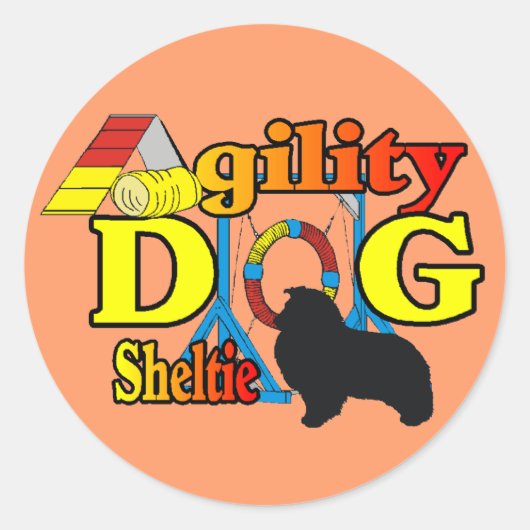 Sheltie Agility Shetland Sheepdog Gifts Ronde Sticker (Voorkant)