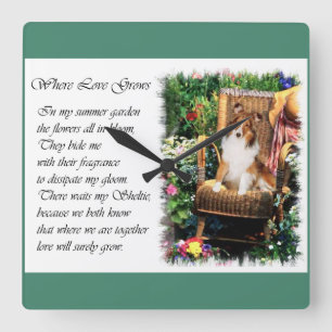 Sheltie Art Gifts Summer Garden Vierkante Klok