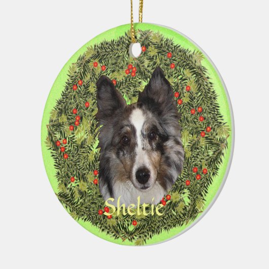 Sheltie Art Keramisch Ornament (Links)