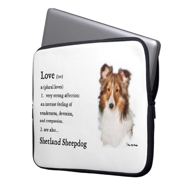 Sheltie Art Love Laptop Sleeve (Voorkant Links)