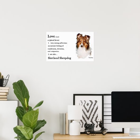 Sheltie Art Love Poster (Thuiskantoor)