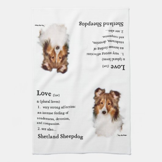 Sheltie Art Love Theedoek (Verticaal)