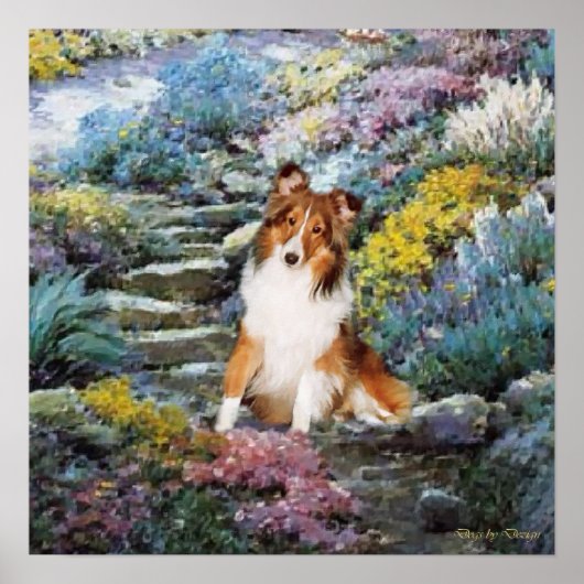 Sheltie Art waar liefde groeit Poster (Voorkant)