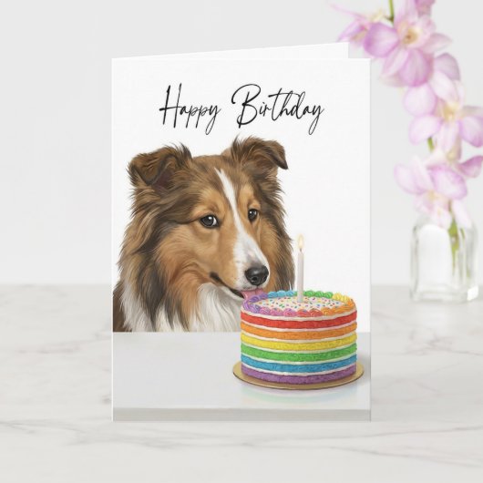 Sheltie Birthday Cake Inspector Kaart (Orchidee)
