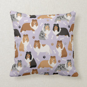 Sheltie Bones and Paws Throw Pillow Kussen