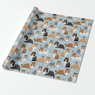 Sheltie Bones & Paws Cadeaupapier