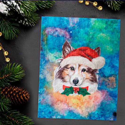 Sheltie Breed Dog Kerstmis Legpuzzel