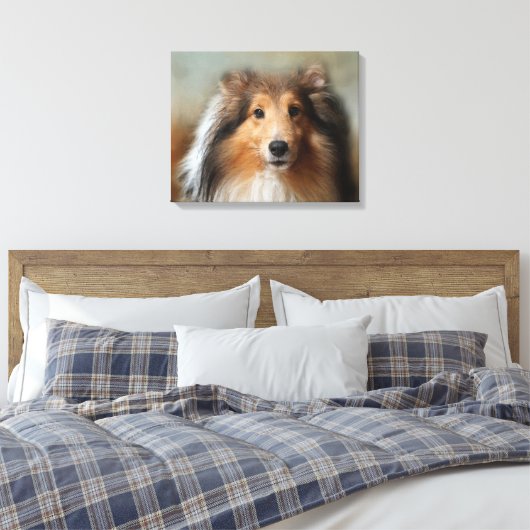 Sheltie Canine Canvas Afdruk (Insitu (Slaapkamer))