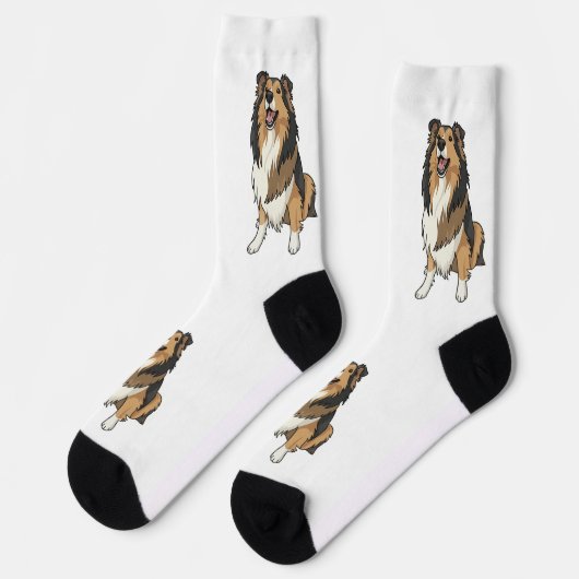 Sheltie Cartoon afbeelding Sokken (Links)