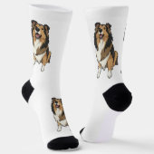 Sheltie Cartoon afbeelding Sokken (Gebogen)