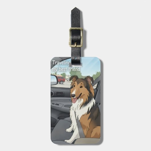 Sheltie cartoon bagagelabel (Voorkant verticaal)