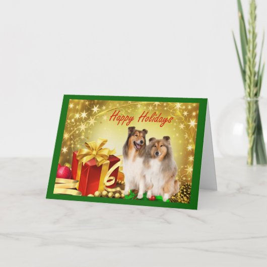 Sheltie Christmas Kaart Cadeaus (Voorkant)