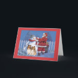 Sheltie Christmas Kaart Santa en Snowman<br><div class="desc">Het onthouden van familie en vrienden tijdens de feestdagen is een geweldige manier om in contact te blijven met de mensen van wie je houdt en waar je om geeft. Ik heb deze hondenvakantiecaarten met liefde en zorg gemaakt en ik weet zeker dat iedereen die van honden houdt, ze met...</div>