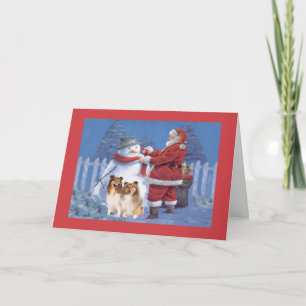 Sheltie Christmas Kaart Santa en Snowman